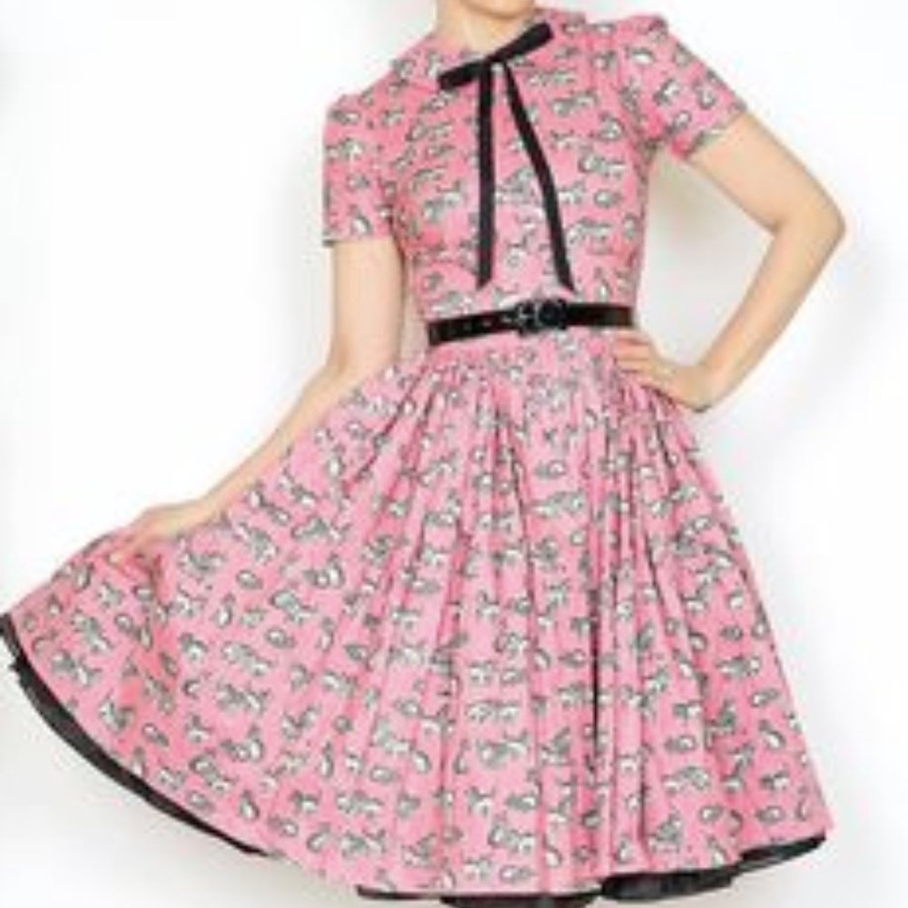Bernie Dexter Darlene Pink Kitten Print Dress in XL